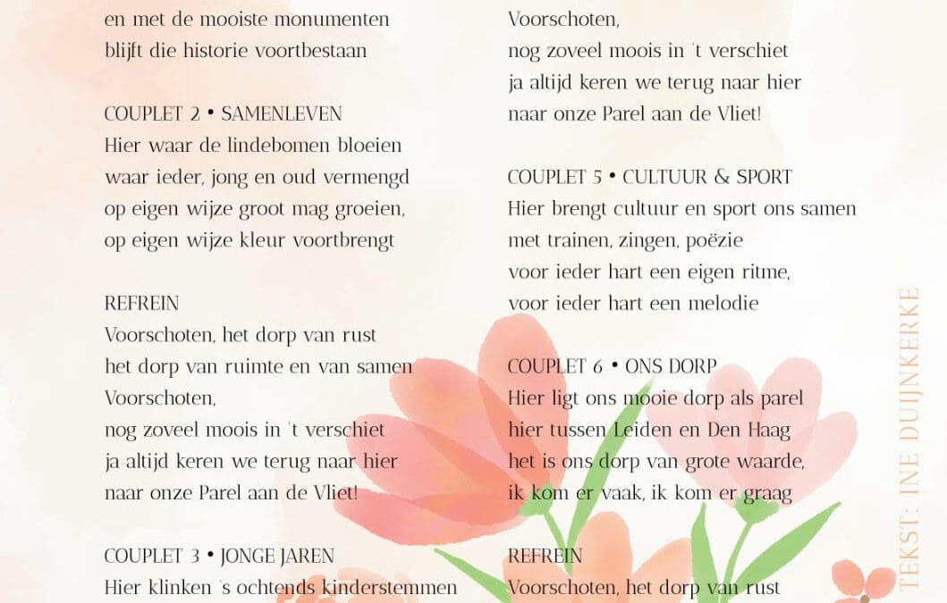 Dorpslied ‘Parel aan de Vliet’